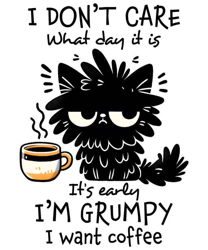 Cat With Coffee Design pressed on a garment