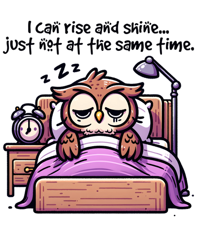 Tired Owl Design - DTF Ready To Press - DTF Dallas 