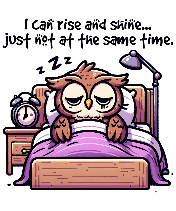 Tired Owl Design pressed on a garment