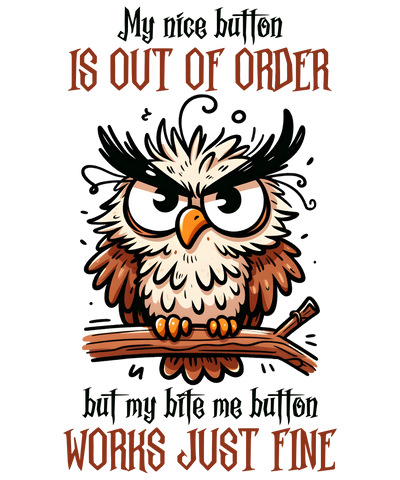 Angry Owl Design - DTF Ready To Press - DTF Dallas 