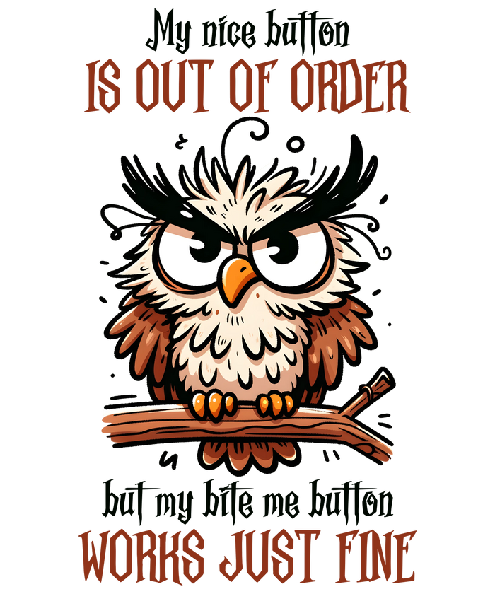 Angry Owl Design pressed on a garment
