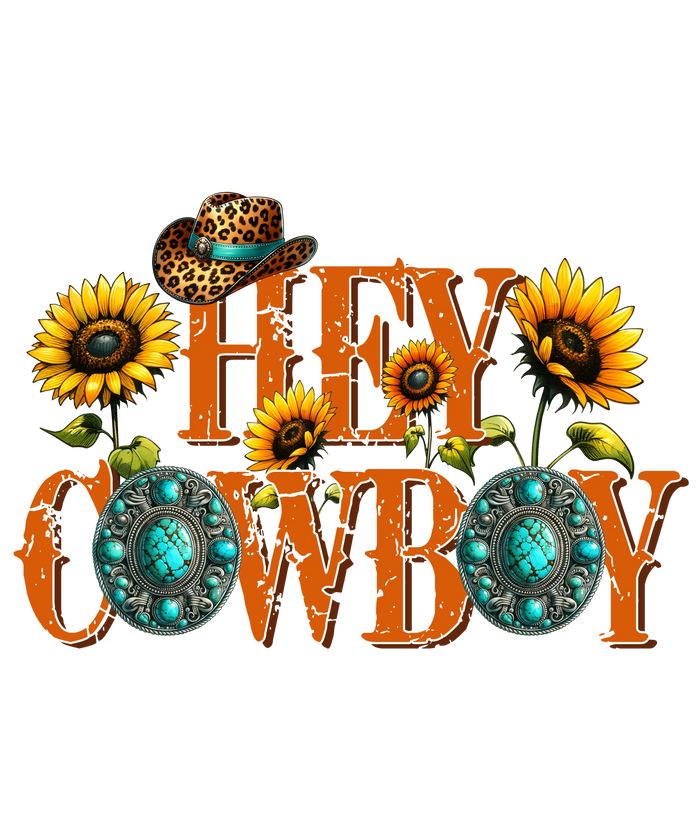 Hey Cowboy Sunflower Western Design pressed on a garment