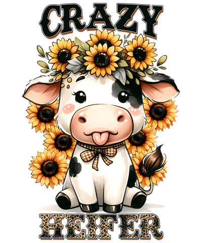 Crazy Heifer Cow Western Design - DTF Ready To Press - DTF Dallas 