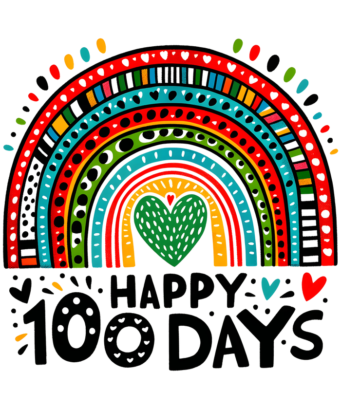 Happy 100 Days School Rainbow Design pressed on a garment