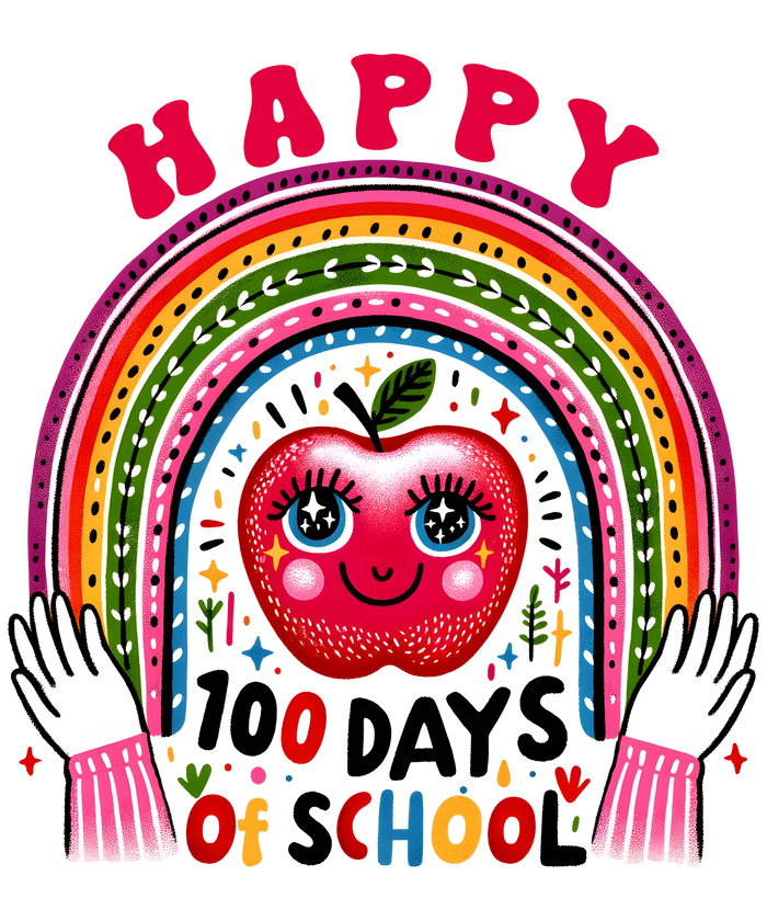 Happy 100 Days of School Rainbow Teacher Design pressed on a garment