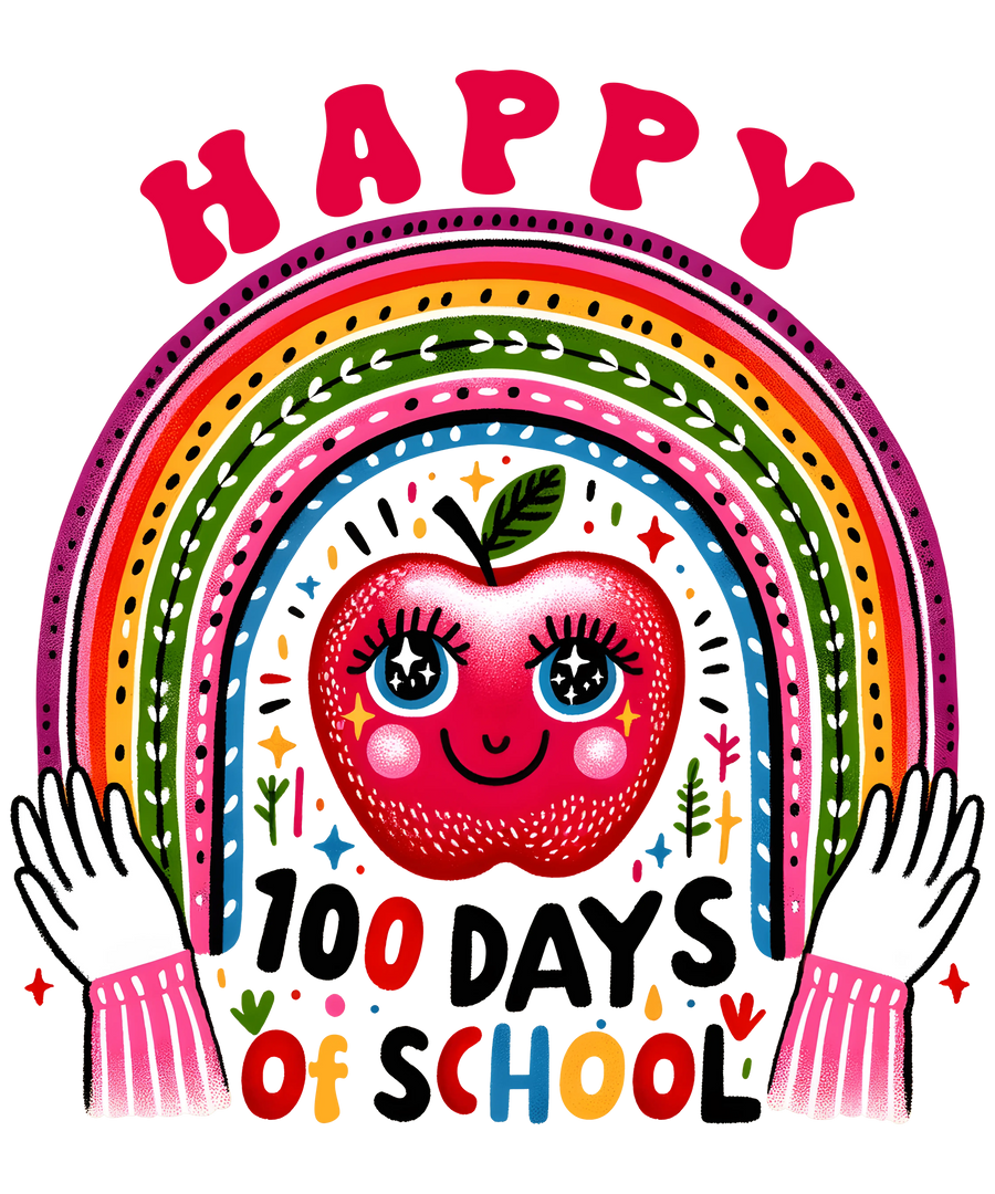 Happy 100 Days of School Rainbow Teacher Design | DTF Dallas