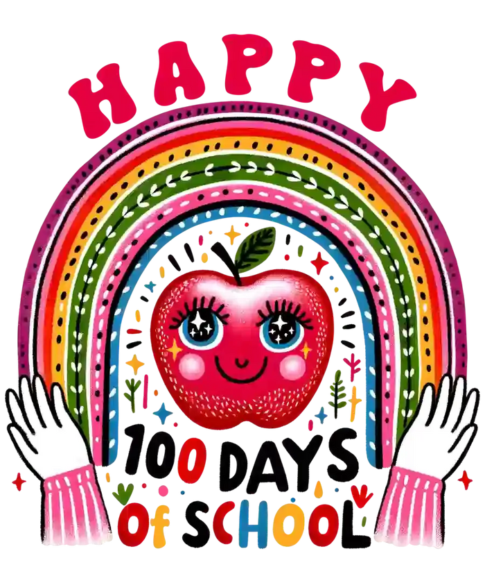 Happy 100 Days of School Rainbow Teacher Design pressed on a garment