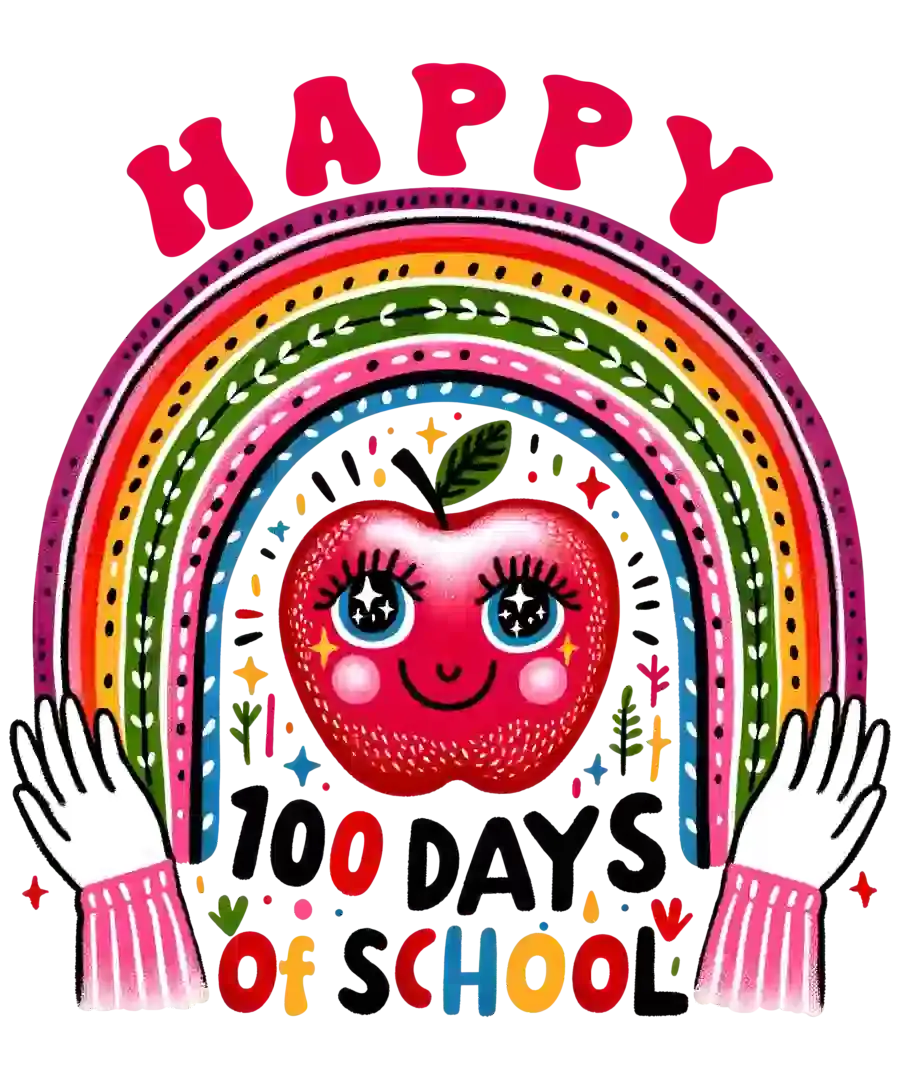 Happy 100 Days of School Rainbow Teacher Design | DTF Dallas