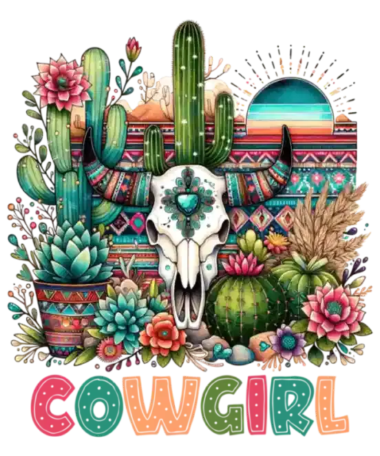 Cow Girl Western Design pressed on a garment