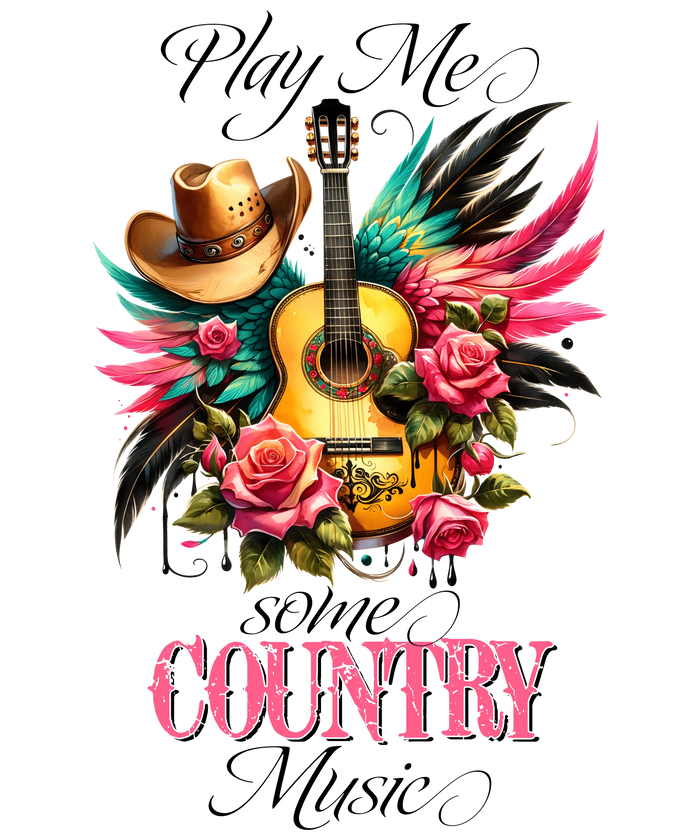 Play Me Some Country Music Western Design pressed on a garment