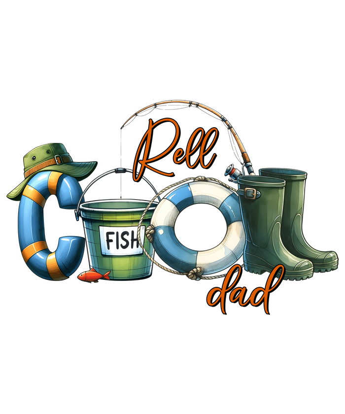 Reel Cool Dad   V1 pressed on a garment