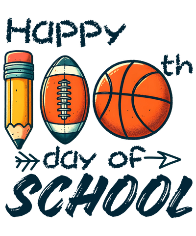 Happy 100th Day of School Basketball Design | DTF Dallas - DTF Dallas 