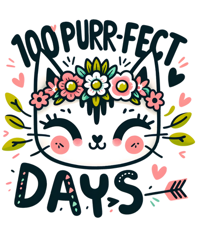 100 Purr-fect Days Cat Lover Design | DTF Dallas - DTF Dallas 