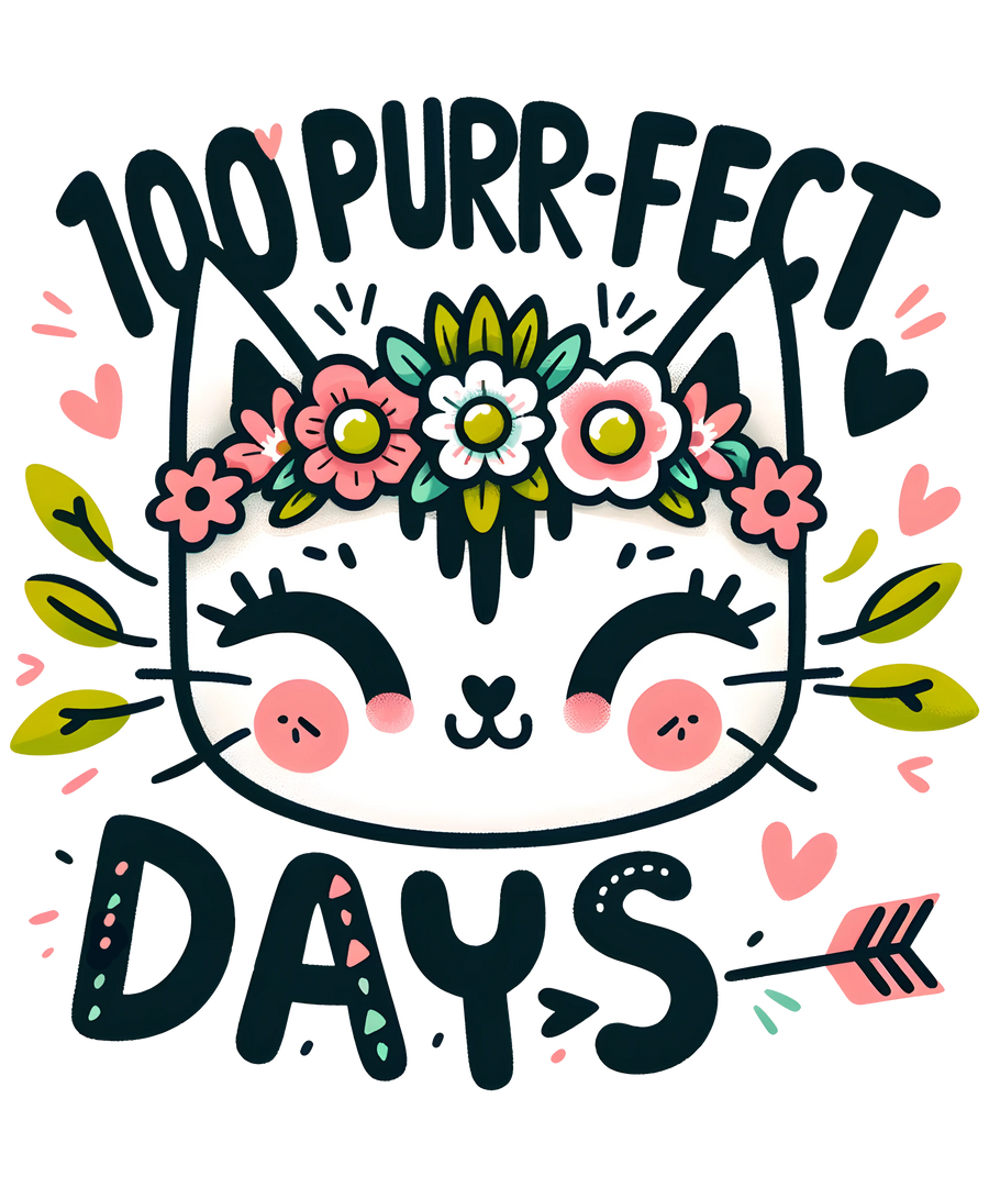 100 Purr-fect Days Cat Lover Design | DTF Dallas