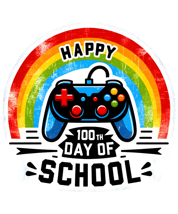 Happy 100th Day of School Rainbow DTF Ready pressed on a garment
