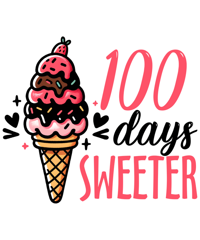 100 Days Sweeter School Design pressed on a garment