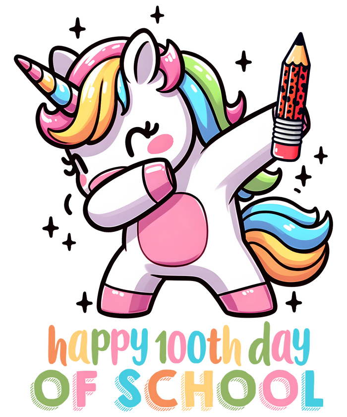 Happy 100th Day of School Unicorn Design pressed on a garment