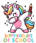 Happy 100th Day Of School Dabbing Unicorn Design - DTF Ready To Press