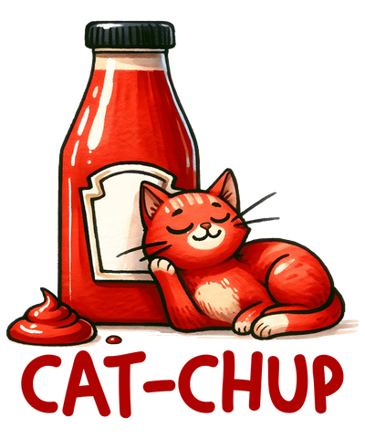 Cat-Chup Funny Animal Design - DTF Ready To Press - DTF Dallas 