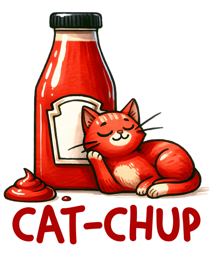 Cat-Chup Funny Animal Design pressed on a garment