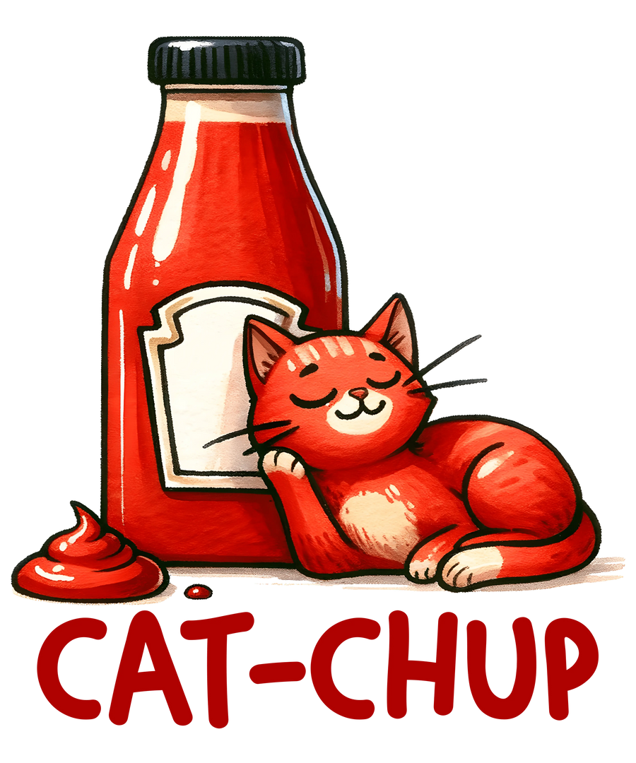 Cat-Chup Funny Animal Design - DTF Ready To Press