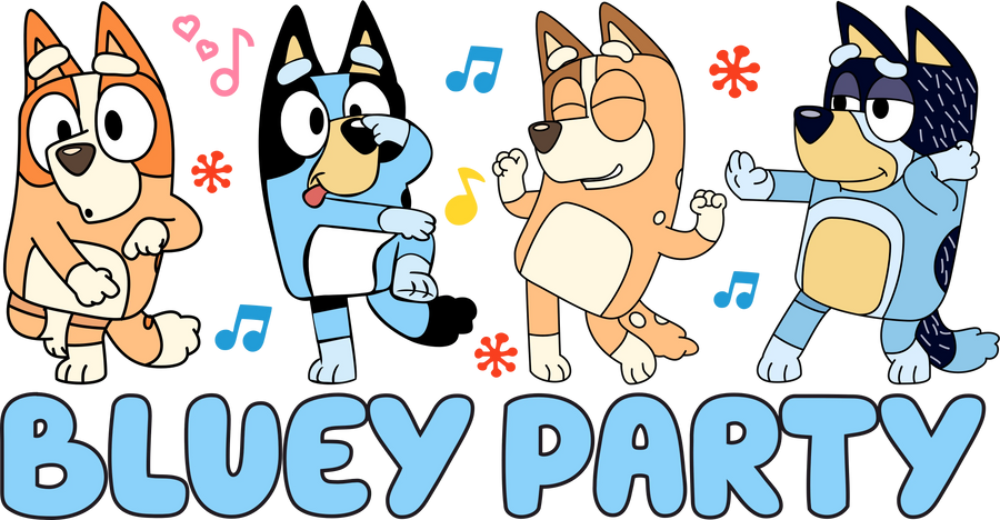 Friends And Bluey Party Design - DTF Ready To Press
