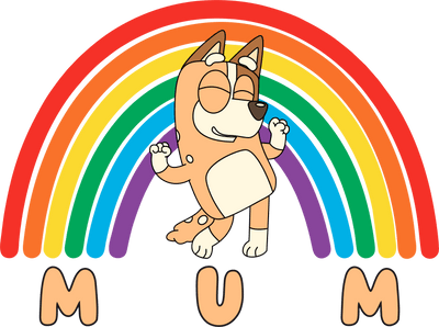 Bluey Mum Chilli Rainbow Design - DTF Ready To Press - DTF Dallas 