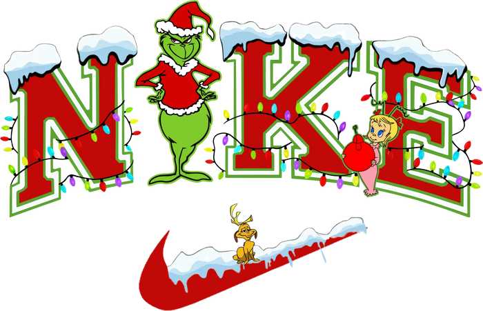 Grinch Nike Christmas Design pressed on a garment