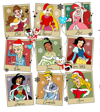 Princess Christmas Design DTF Ready to Press | DTF Dallas - DTF Dallas 