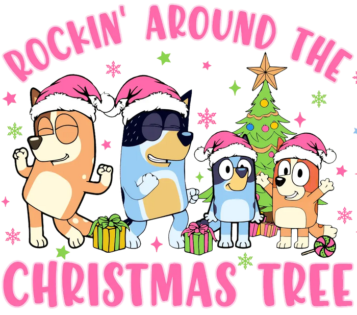 Bluey Christmas Tree Design pressed on a garment