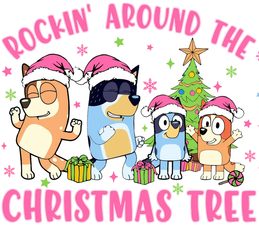 Bluey Christmas Tree Design - DTF Ready To Press