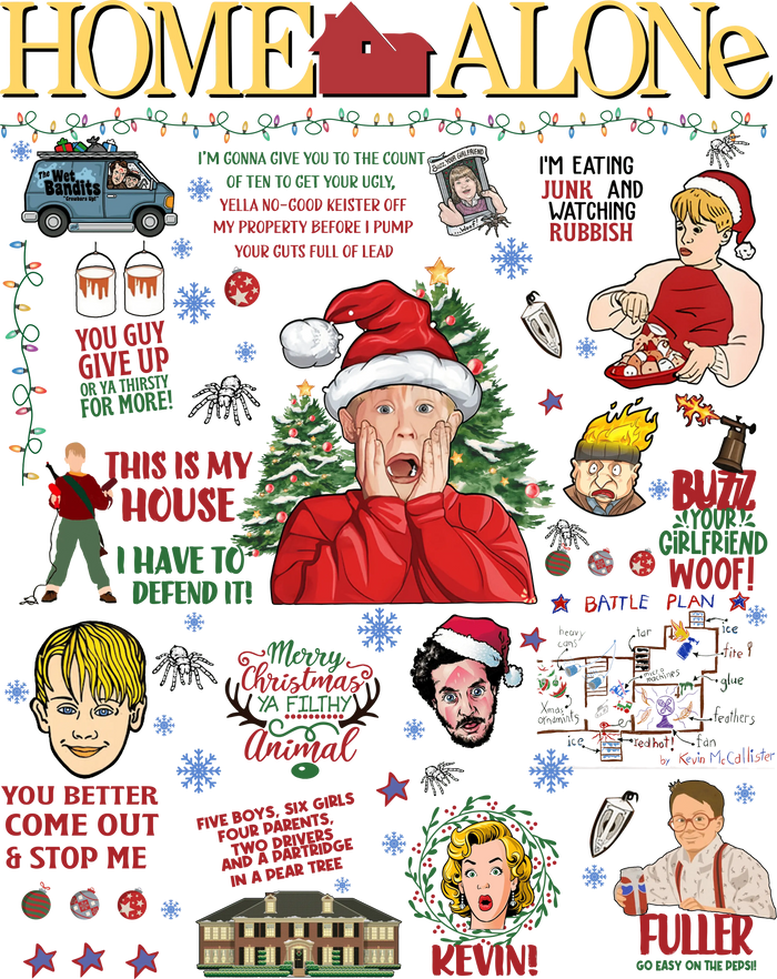 Home Alone Christmas Design pressed on a garment