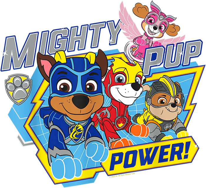 Mighty Pup Power Paw Patrol Design pressed on a garment