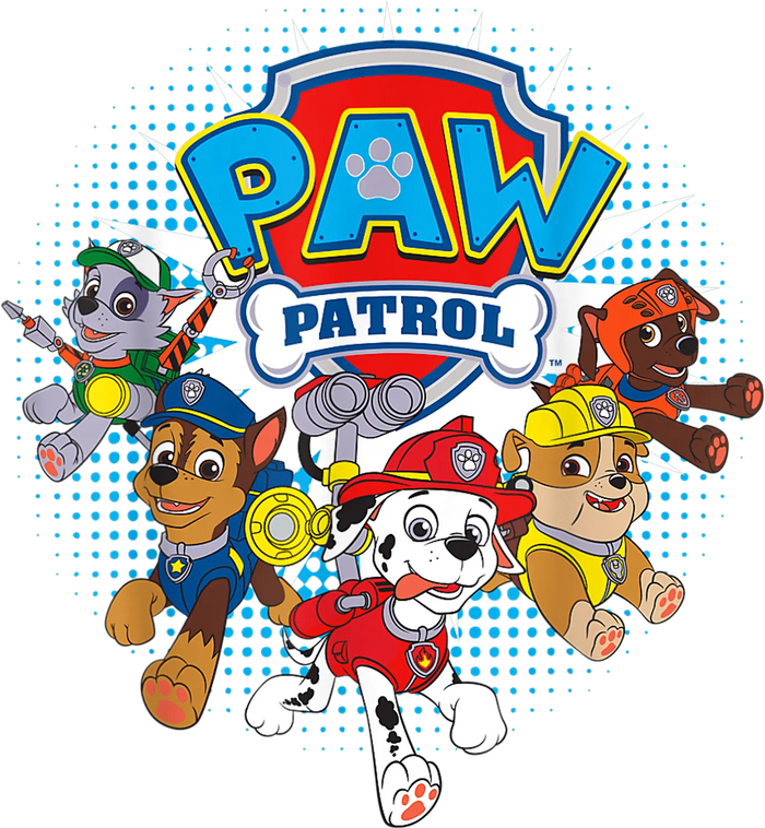 Paw Patrol Party Boys Design pressed on a garment