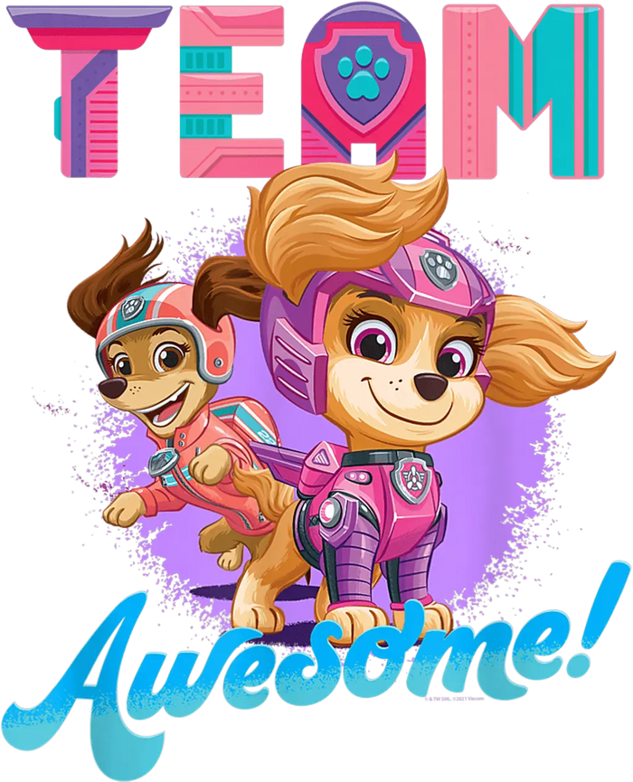 Team Awesome Paw Patrol Design pressed on a garment