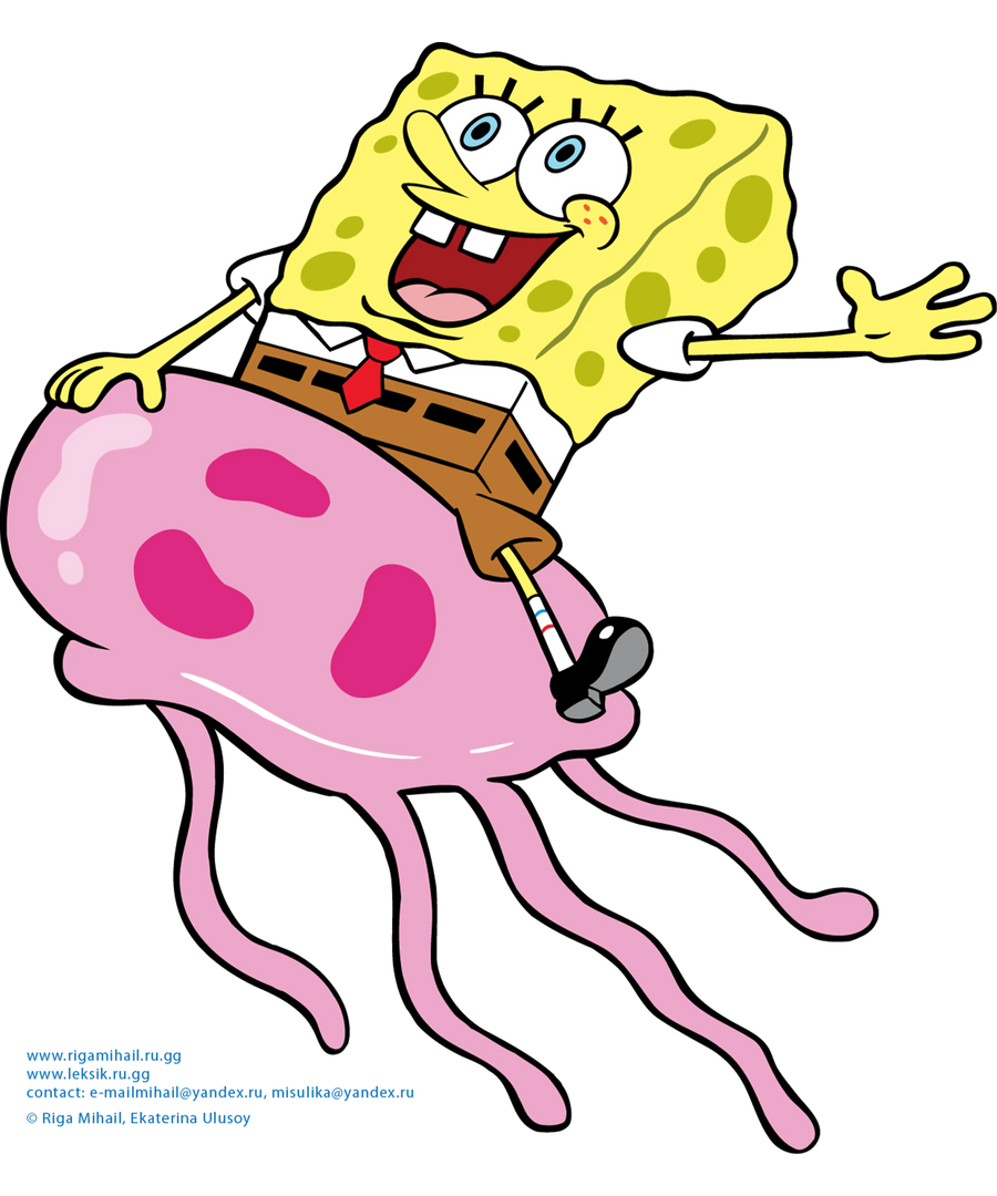 Sponge Bob Riding Jellyfish Cartoon Design | DTF Dallas