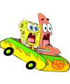 Sponge Bob And Patrick Roll Coster Cartoon Design - DTF Ready To Press