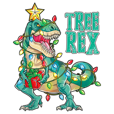 Christmas T-rex Design - DTF Ready To Press - DTF Dallas 