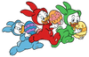 Huey, Dewey And Louie Duck Collect Eggs Easter Design - DTF Ready To Press