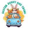 Easter Bunny And Truck Party Design - DTF Ready To Press