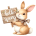 Hello Spring Easter Cute Rabbit Design - DTF Ready To Press