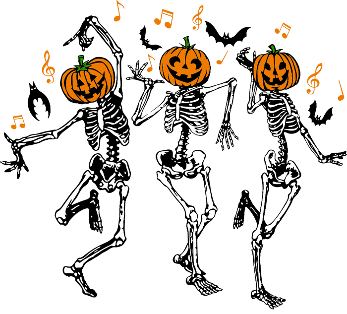 Halloween Dancing Skeleton Design pressed on a garment