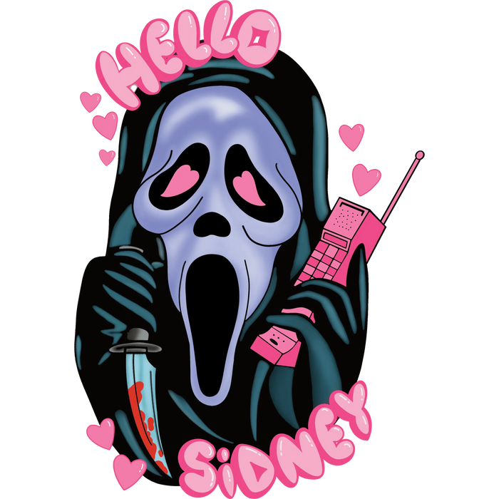 Halloween Hello Sidney Design pressed on a garment