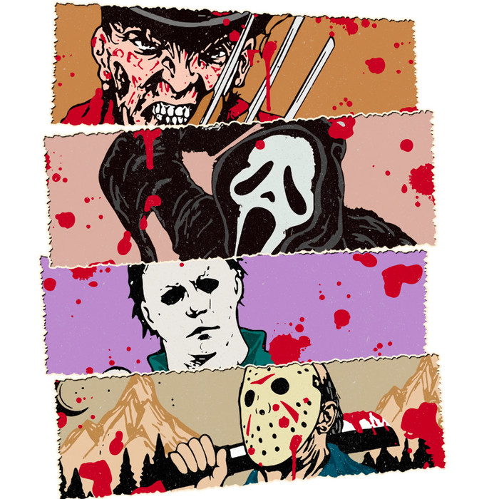 Halloween Scary Movie Character Design pressed on a garment