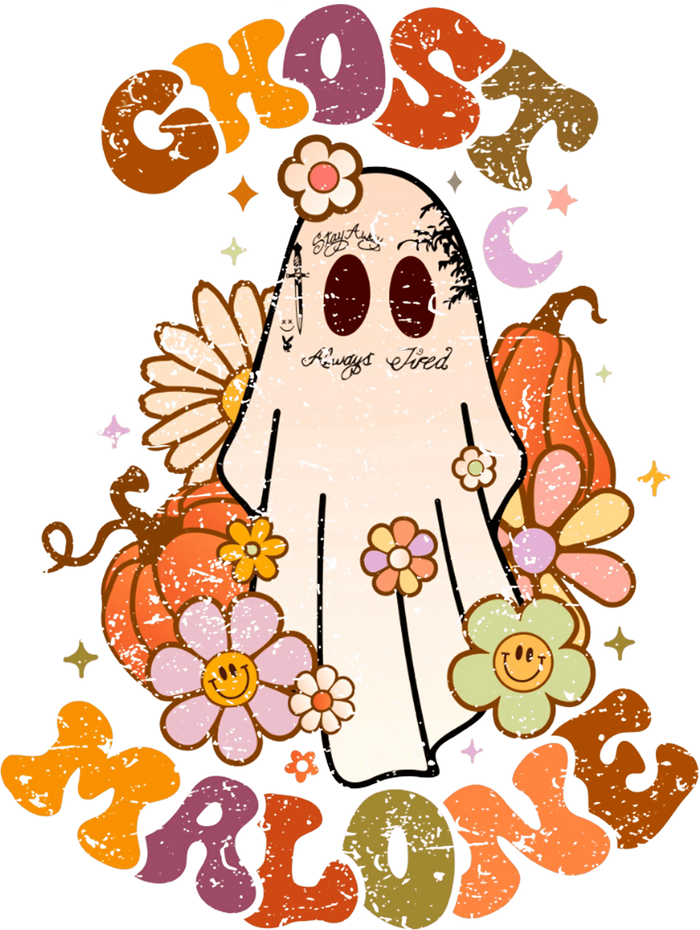 Halloween Ghost Malone Design pressed on a garment