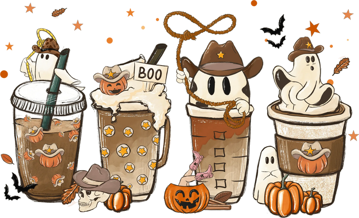 Halloween Coffee Design pressed on a garment