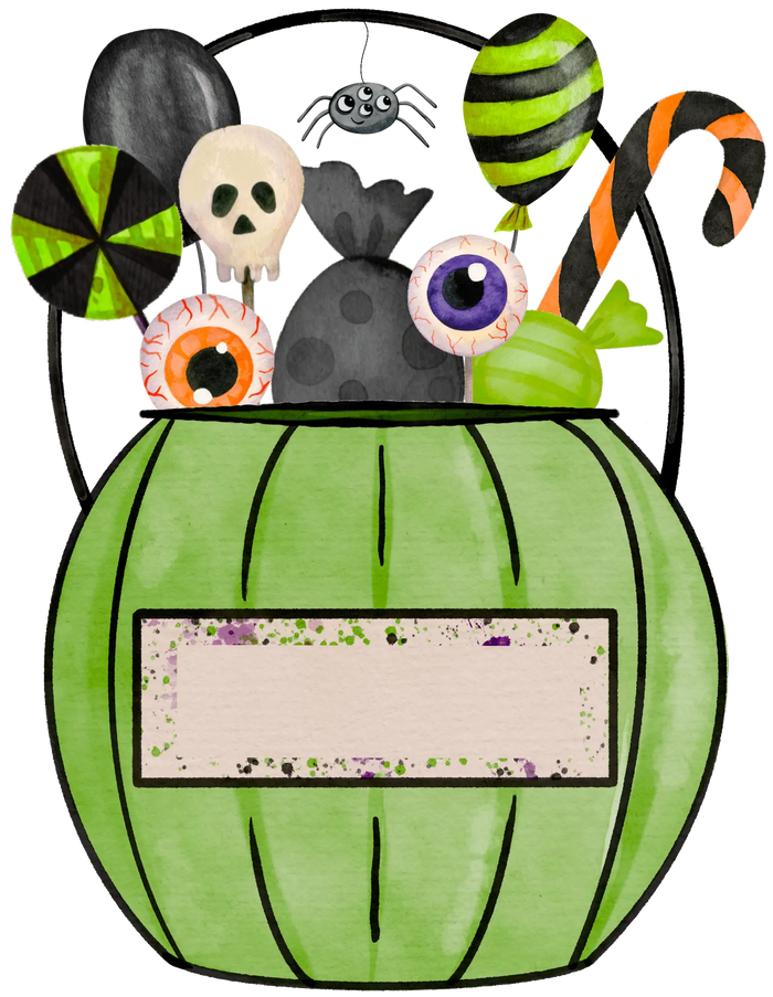 Halloween Green Candy Bucket Design pressed on a garment