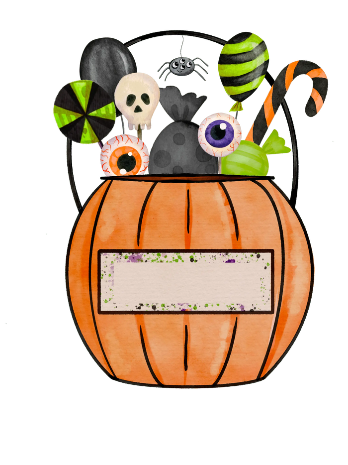Halloween Orange Candy Bucket Design pressed on a garment