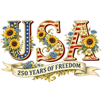 USA Sunflower 250th Anniversary Design - DTF Ready To Press