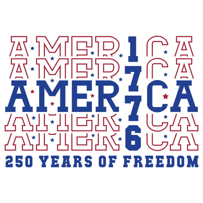 America 1776 250 Years of Freedom Design pressed on a garment